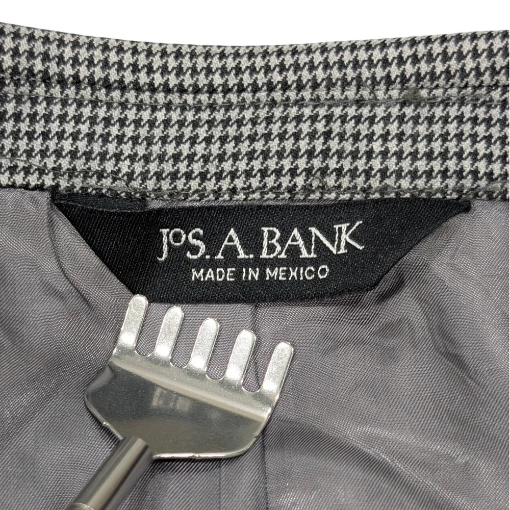 Jos A Bank Signature Collection Grey Houndstooth Wool Sport Coat Blazer 46 LG‎